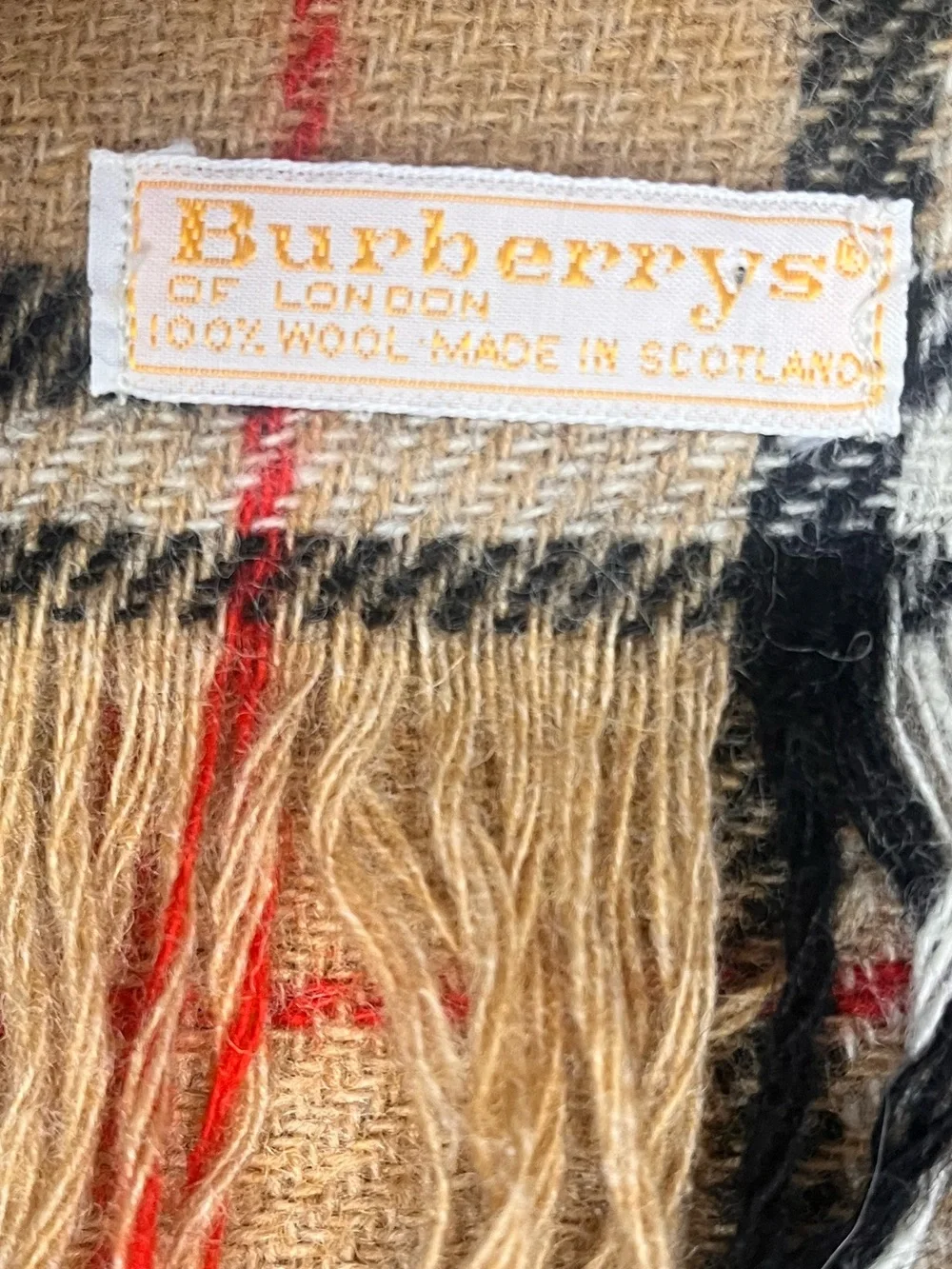 Vintage Burberrys Nova Check Scarf Scottish Wool Fringe Classic Preppy Fall